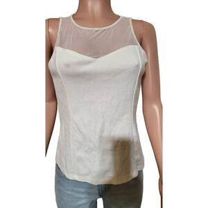 Ambience white sleeveless mesh top L